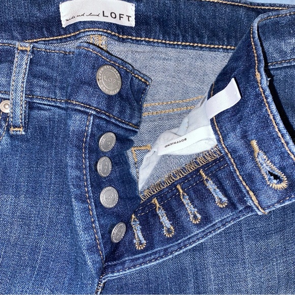 Made & Loved LOFT Ann Taylor Womens Boyfriend Floral Embroidered Hem Jeans 2 - Picture 9 of 10